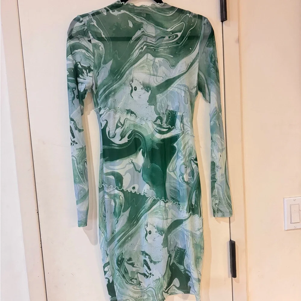 GUESS Elegant Green Marble Dress Short size M - Picture 3 of 5